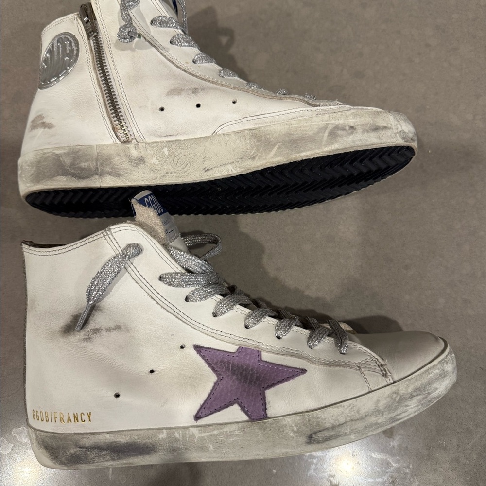 Golden Goose White and Silver High-Tops - Picture 5 of 7